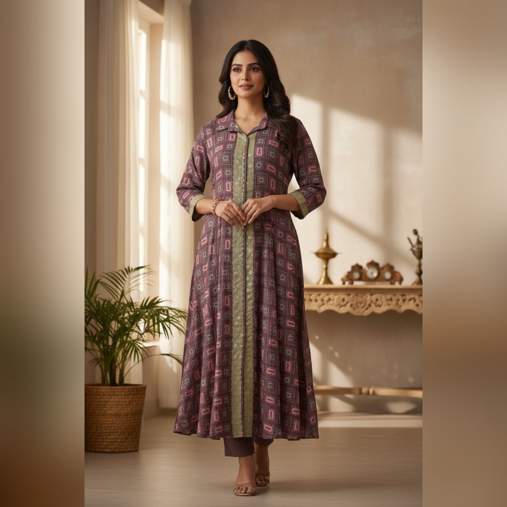 VPPA Women collar kurta & Pant with, 2 piece set kurtha