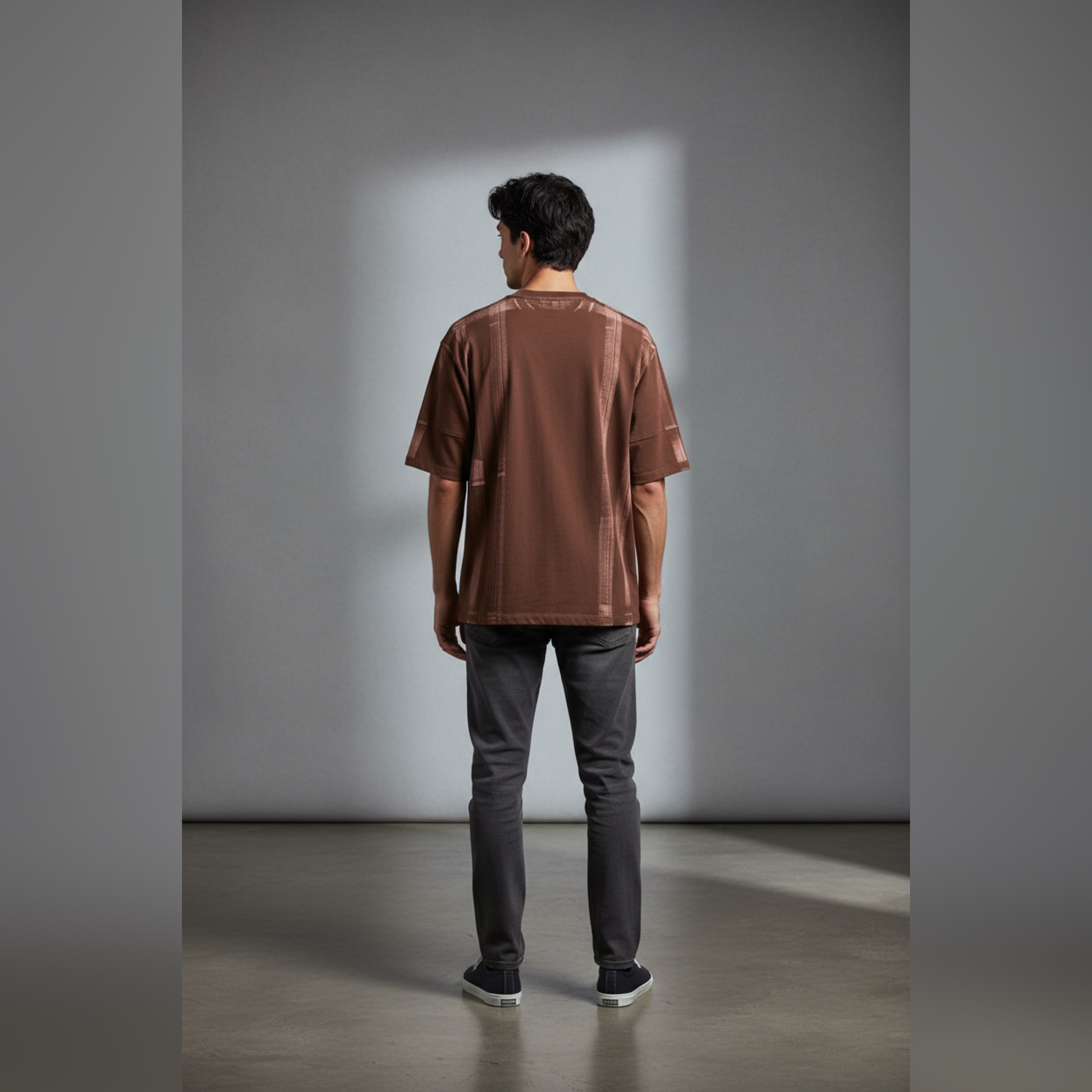 VPPA Round neck half slives stripes  spray T-shirt