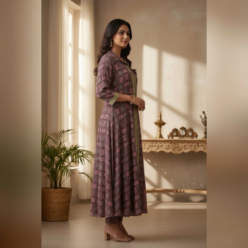 VPPA Women collar kurta & Pant with, 2 piece set kurtha