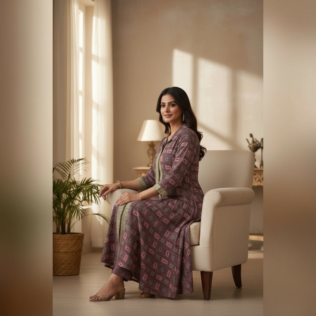 VPPA Women collar kurta & Pant with, 2 piece set kurtha